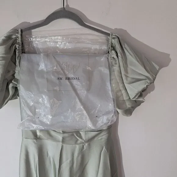 AW. Bridal Sage Green Dey Maxi Bridesmaid Dress Size 4 - Picture 10 of 11